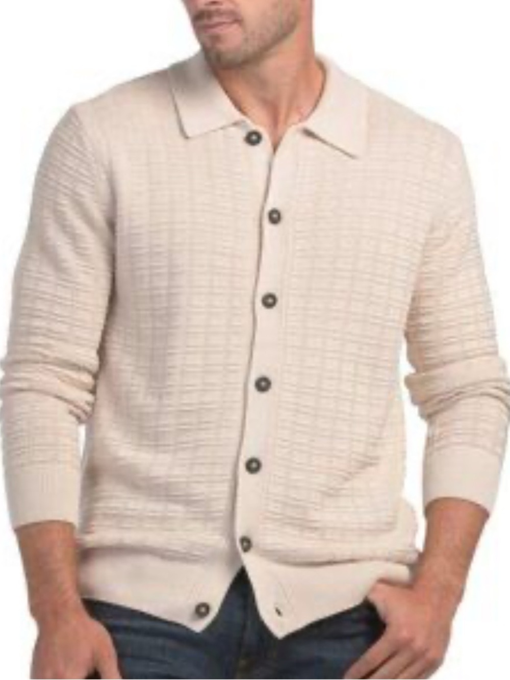 Christian Lacroix textured button-up knit 100% cotton cardigan size XL NEW!
